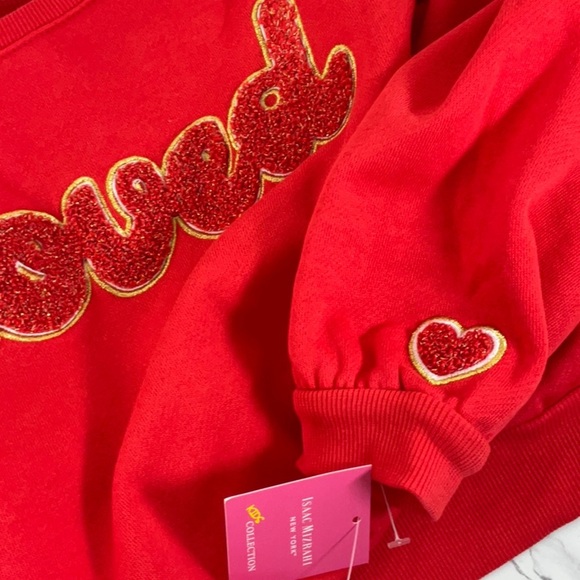 Isaac Mizrahi New York Girls Red LOVE Embroidered Long Sleeve Sweater Sz M(7/8) - Picture 8 of 8